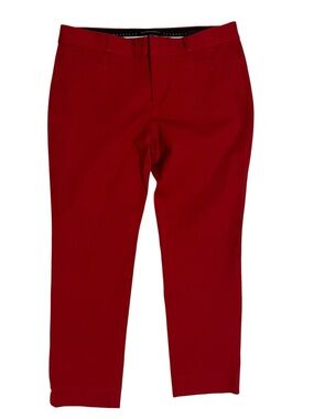 Banana Republic Red Sloan Pants Size 8 Petite Mid Rise Straight Ankle Trouser